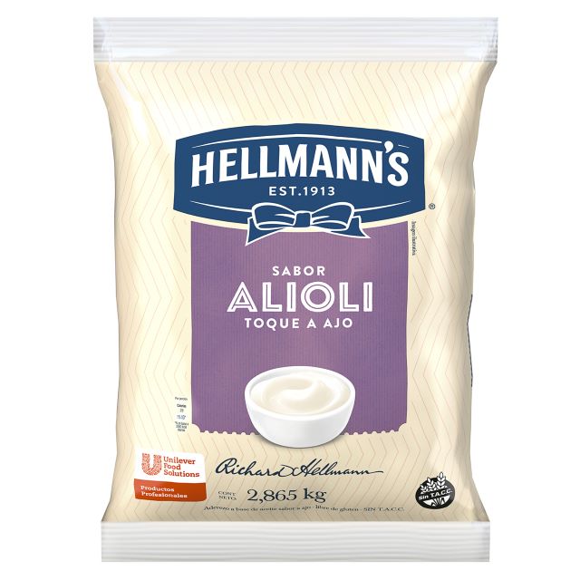 Alioli Hellmann's 3x2,865KG - Mayonesa sabor ajo.