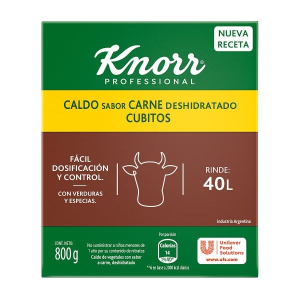 Caldo cubo sabor carne fraccionado knorr 4x800g -