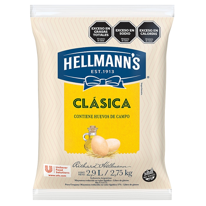 HELLMANNS MAY CLASICA BLS 3X2.755KG - Proba el irresistible sabor de Hellmann's, ahora con huevos de campo y aceite de origen sustentable.