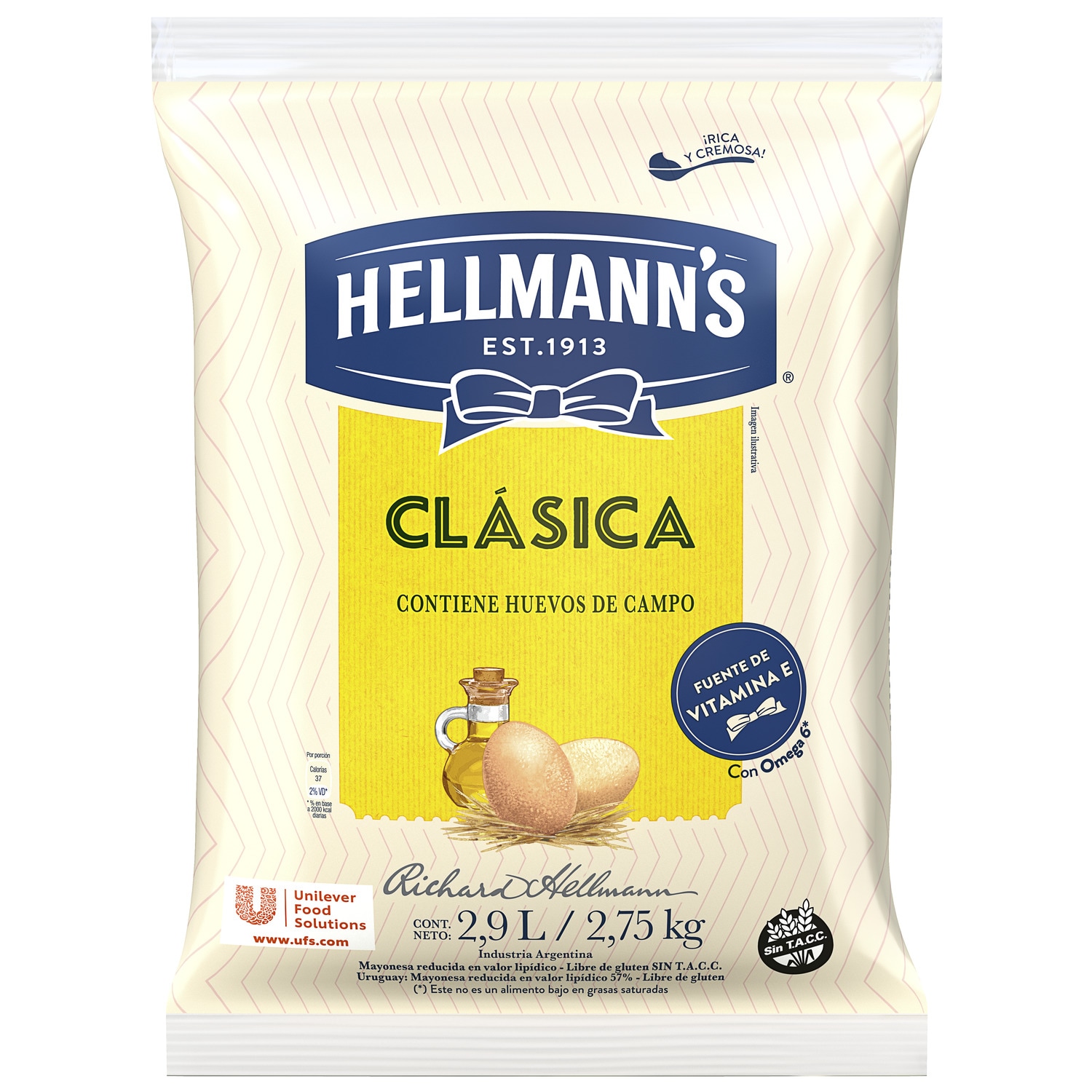 Mayonesa Clásica Hellmann's 3x2.755 KG - Proba el irresistible sabor de Hellmann's, ahora con huevos de campo y aceite de origen sustentable.