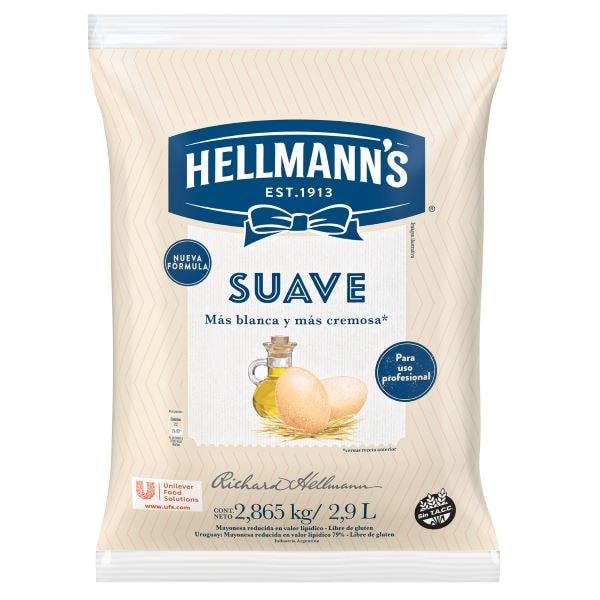 Mayonesa Suave Hellmann's 3x2.86KG (Exclusivo de Argentina, Paraguay) - 