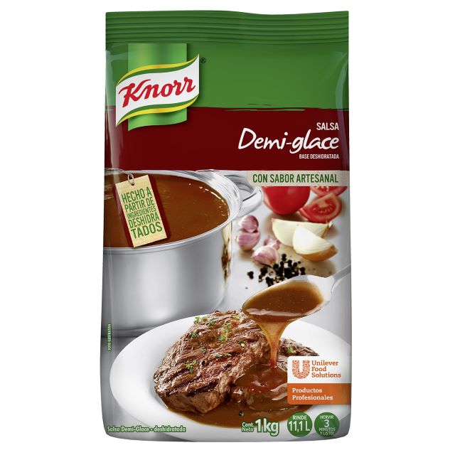 Salsa Demiglace Knorr 6x1 KG - La Salsa Demi-Glace Knorr te ofrece una excelente base, para inspirar tus creaciones en solo 3 minutos