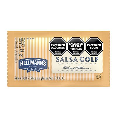 HELLMANNS SALSA GOLF SCH 196X8GR - La salsa Golf Hellmann's resulta ideal para acompañar todo tipo de comidas como papas fritas, langostinos, carnes asadas y sándwiches.