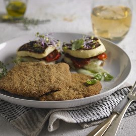 Milanesa de peceto con puré mediterraneo Milanesa de peceto con puré mediterraneo