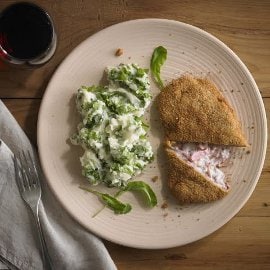 Milanesa rellena con puré de rúcula Milanesa rellena con puré de rúcula